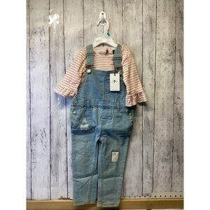Tomato girl 7 Of All Mankind Kids Romper Denim Pink Stripes Size 24M